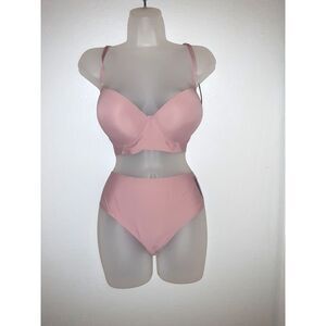 Youmita 40D Ash Rose Seamless Pushup Bra and XL Seamless Laser Cut Hipster NWT